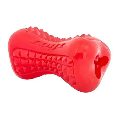 Купить rogz игрушка кость для собак из резины с массажными насечками yumz, красная