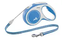 СКИДКА Flexi рулетка-трос для собак, синяя, New Comfort Cord blue