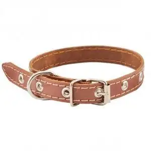 Купить homepet ошейник для собак кожаный простой простроченный коричневый