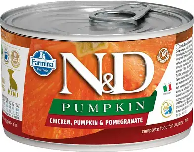 Farmina n&d pumpkin консервы для щенков MINI (курица с тыквой и гранатом)