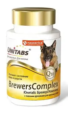 Unitabs Brewers Complex мультивитаминный комплекс для взрослых собак крупных пород для кожи и шерсти