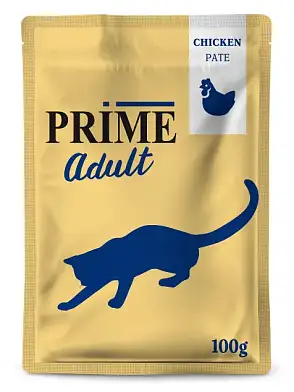 PRIME паштет для взрослых кошек с курицей (пауч)